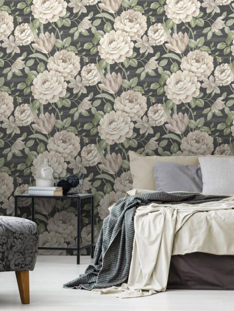 Wink Decor Fayre Floral Cream & Black Wallpaper | 50" sqft.