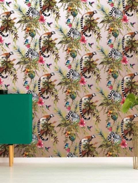 Wink Decor Lemur Metallic Rose Gold Wallpaper | 50" sqft.