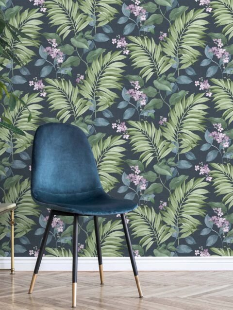 Wink Decor Eden Blue Tropical Wallpaper | 50" sqft.