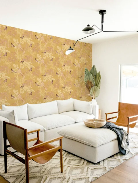 WinkDecor Japanese Yellow Garden Wallpaper | 50″ sqft.