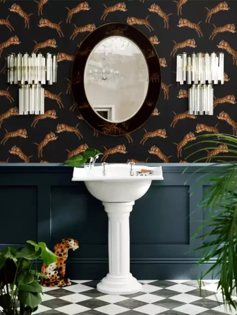 Winkdecor Pouncing Tigers Blossom Wallpaper | 50″ sqft.