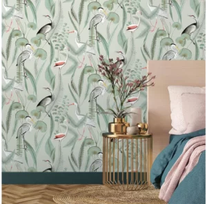 Wink Decor Water Plants Large Birds Wallpaper | 50″ sqft.