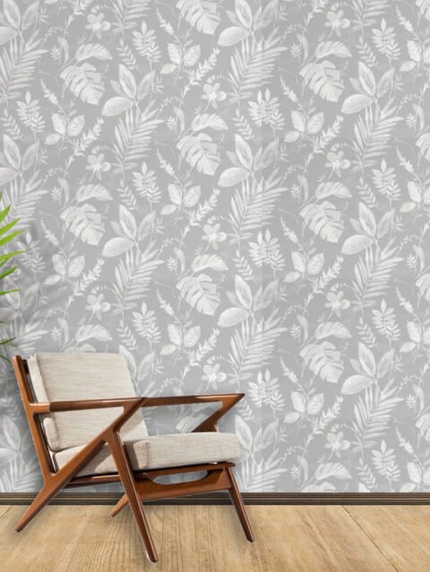 WinkDecor Artisan Leaf Grey Wallpaper | 50″sqft