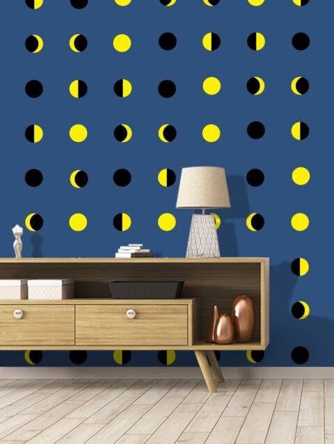 WinkDecor Yellow & Black Moon Wallpaper | 50″sqft