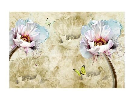 3D Colorful Flowers Flying Butterfly Wallpaper - Image 2
