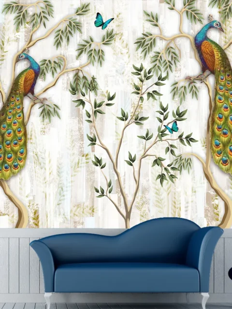 3D Peacock Wallaper For Living Room, Bedroom