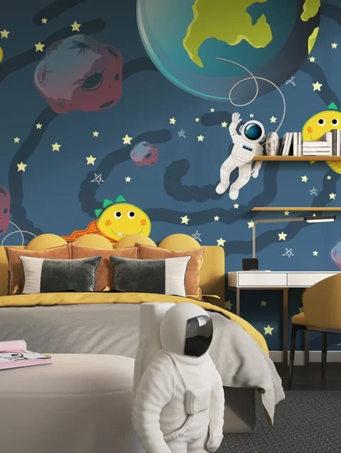 Adorable Astronauts Wallpaper For Kids Room