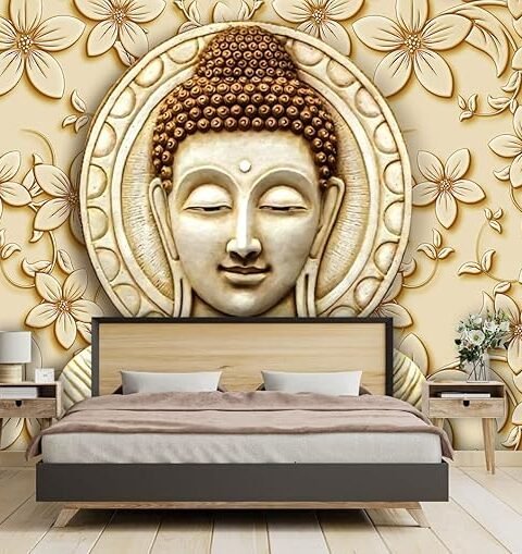 Beautiful 3D Lord Buddha Face Wallpaper