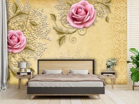 Beautiful Floral Pink Flower Home Wallpaper For Wall