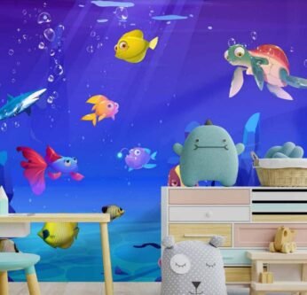 Fish Tank Undersea Coral & Fish Backdrop 3D Wallpaper