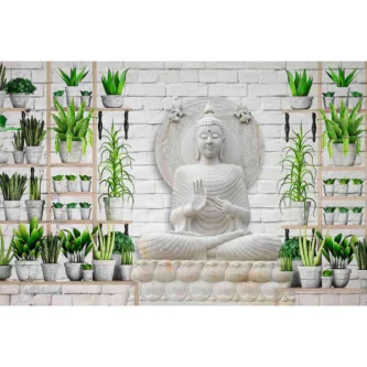 Lord Buddha 3D White Wallpaper For Wall - Image 2