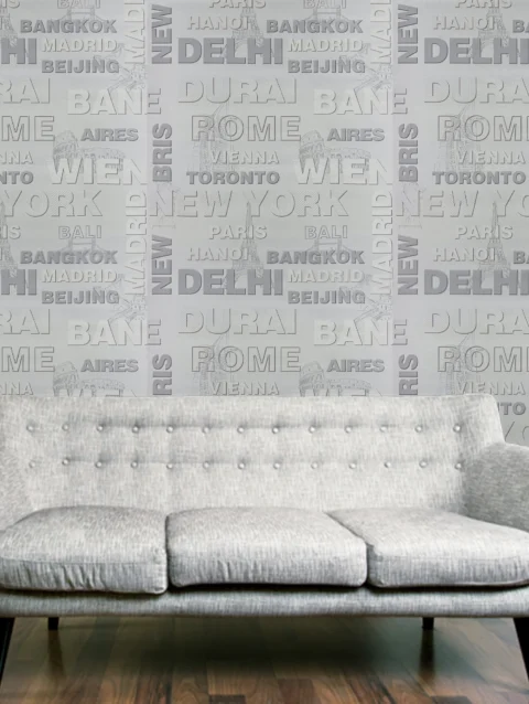 Modern White Text Design Wallpaper For Room Wall | 50'sqft