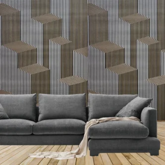 Avacado Green 3D Stripes Design Wallpaper For Home Wall | 50'sqft