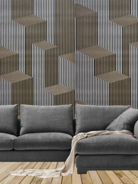Avacado Green 3D Stripes Design Wallpaper For Home Wall | 50'sqft