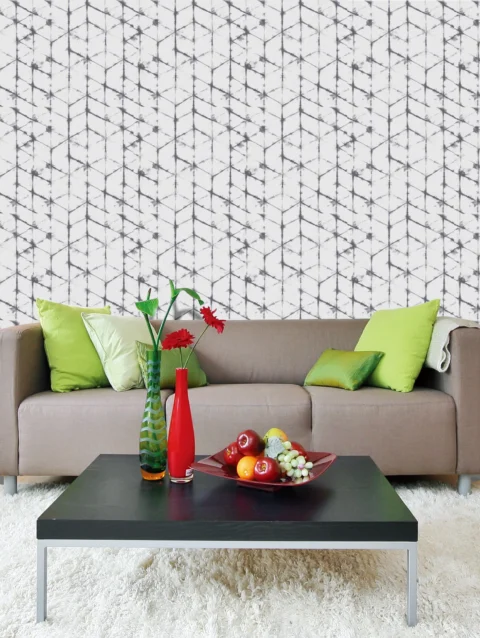 Dye Geo Mono Wallpaper For Living Room