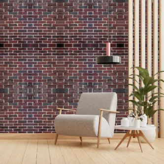 Mahogany Red Bricks Wallpaper For Living Room