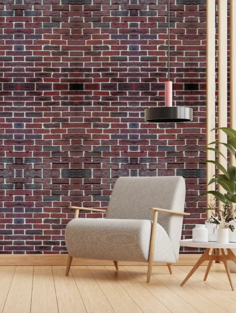 Mahogany Red Bricks Wallpaper For Living Room