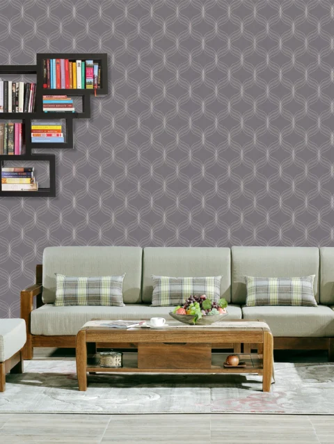 Optical Geo Gray Wallpaper For Bed Room