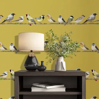 Birds Wall Art Wallpaper For Living Room