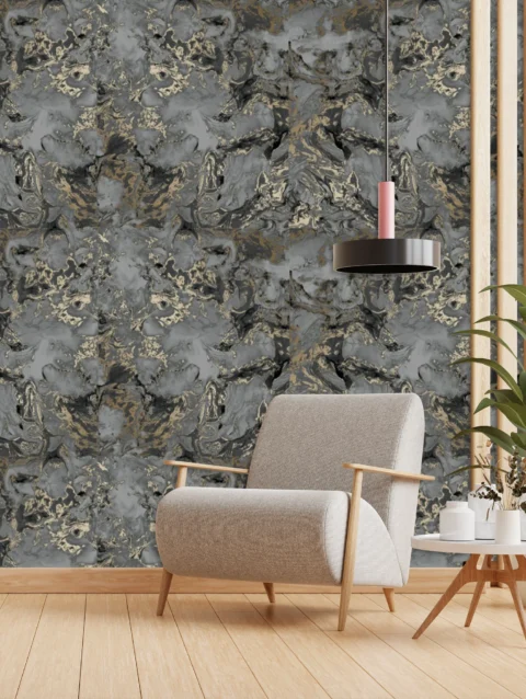 Metallic Wavy Marble Wallpaper For Living Room
