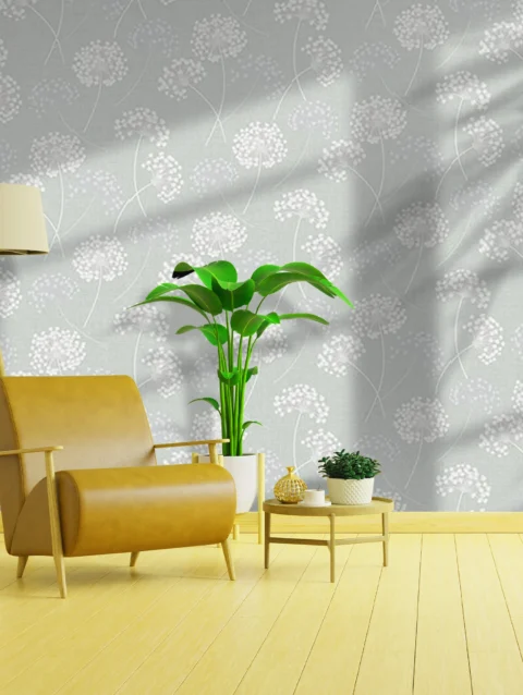 Grey Floral Wallpaper