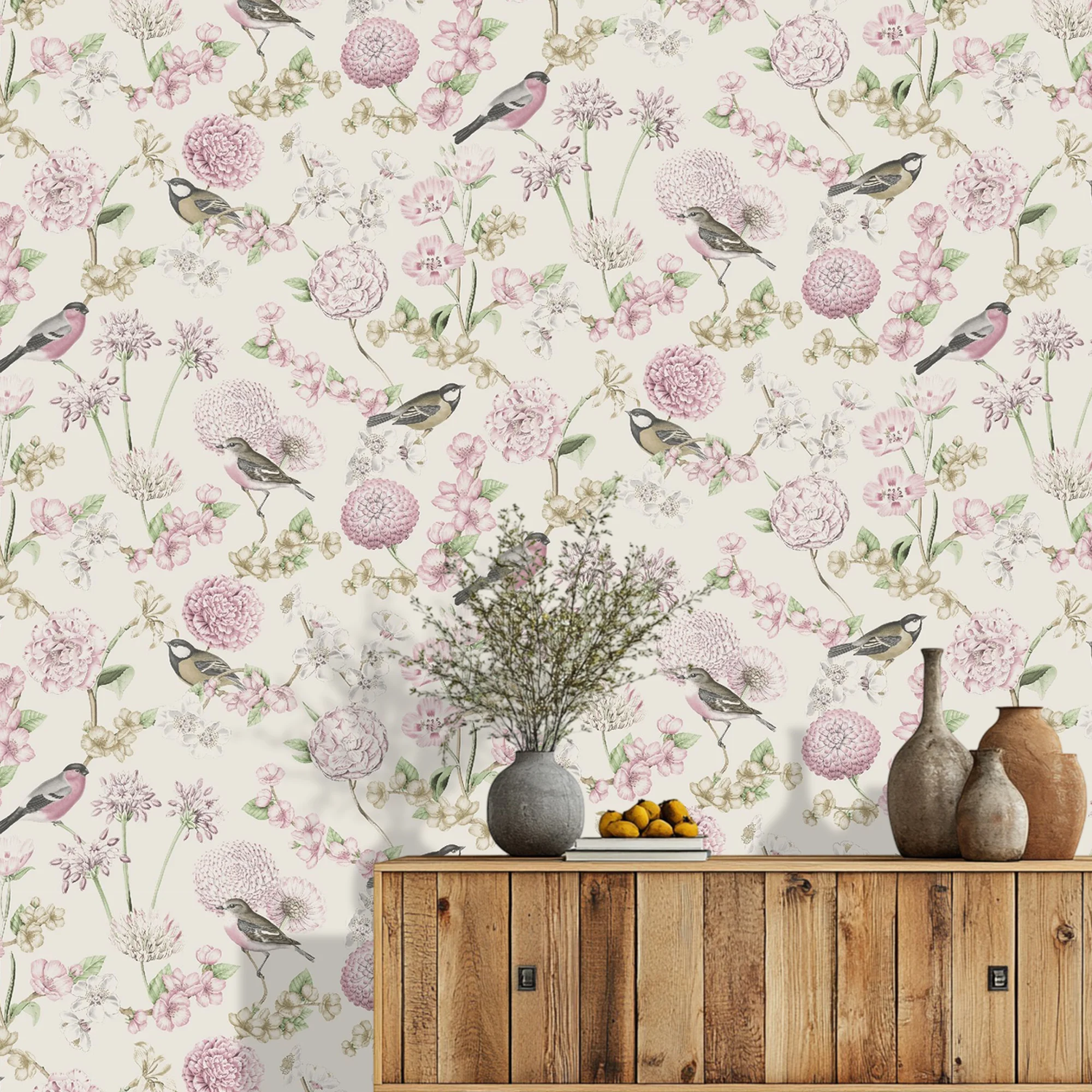 floral wallpaper for living room