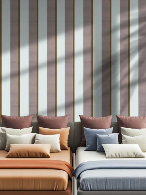 Pinstripe Wallpaper Latte For Home Wall