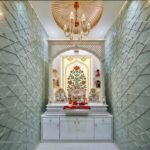 Traditional Wallpaper for Pooja Room With Floral Arch Design - Image 2