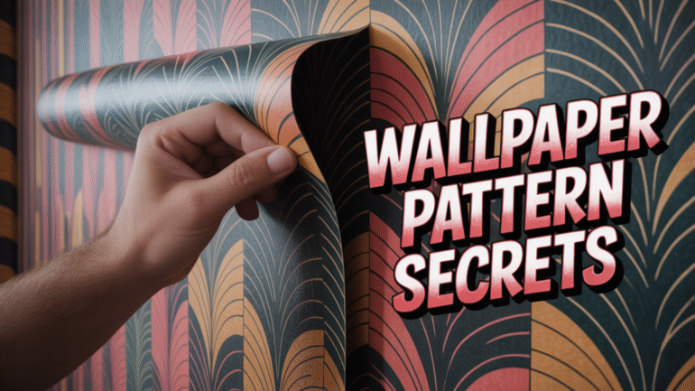 Hand peeling wallpaper to reveal stylish wallpaper pattern design for home décor