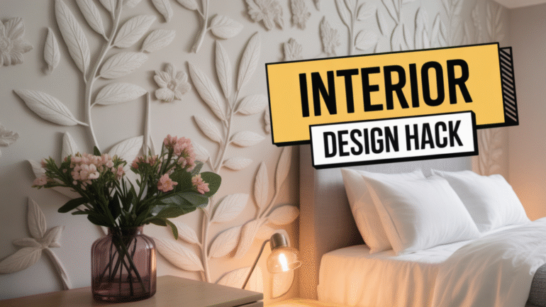 3D wallpaper for wall with floral patterns in a modern bedroom interior design hack